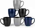 GBhome 16oz Coffee Mugs Set of 6, Large Ceramic Coffee Mugs for Man, Woman, Dad, Mom, Modern Coffee Mugs Set with handle for Tea/Latte/Cappuccino/Milk/Cocoa. Dishwasher&Microwave Safe,Multi-Color
