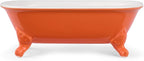 6.5" Ceramic Mini Decorative Clawfoot Bathtub Bar Soap Dish, Kitchen Sponge Holder and Shower Tray for Bathroom, 1 Pack(Dark Orange)