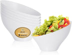 R-kay 6 Pack Angled White Candy Bowls - Plastic bowls 20 Oz - Premium Plastic Serving Bowls Disposable Heavy Duty For Weddings Catering, parties, And All Occasions (White, Medium)