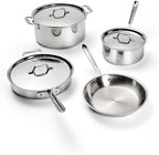 All-Clad D3® Stainless Steel 7 Piece Cookware Set- Made in USA- Includes Frying Pans, Saucepan, Sautépan, Stockpot - Professional Grade -Oven Safe & Induction Compatible