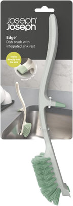 Joseph Joseph Edge Dish Brush with Integrated Sink Rest, Light Stone/Sage