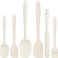 NileHome Silicone Spatula Set, 6 Pieces Food Grade Kitchen Utensils with Silicone Brush Heat Resistant Dishwasher Safe BPA-Free Rubber Spatula for Scraping, Baking, Cooking, Mixing-Ivory