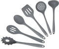 Culinary Couture Grey Silicone Kitchen Utensils Set of 6, Non-Stick Heat-Resistant Silicone Kitchen Utensils Set with Steel Inner Core