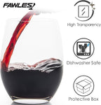 FAWLES Stemless Wine Glasses Set of 12, 15 Ounce Smooth Rim Standard Wine Glass Tumbler for Red, White Wine, Dishwasher Safe