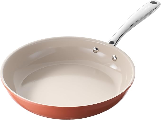 Redchef Frying Pan Ceramic Nonstick, Versatile Chef's Pan for Searing & Browning, Suitable for All Stoves, PFOA/PTFE Free Coating, Easy to Clean, Pumpkin Orange, 9.5 Inch