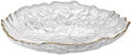 Glass Salad Bowl Irregular Lotus Flower Shape Serving Bowls, Mixing Nut Bowls for Kitchen Fruist, Snack, Dessert, and Ice Cream Candy Dishes (Plate with Gold Rim Crystal Clear, Small)