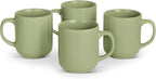 Amazon Basics Glazed Stoneware Coffee Mugs, Ceramic 4-Piece Set, 16 oz, Microwave and Dishwasher-Safe, Olive