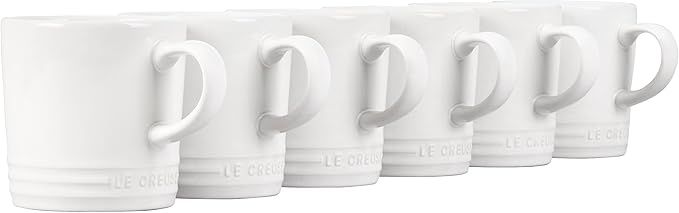 Le Creuset Stoneware Set of 6 London Mugs, 12 oz. Each, White