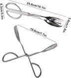 2 Pcs Serving Tongs, 10 Inch Buffet Tongs, Stainless Steel Kitchen Tong with Comfort Grip for Salads, Appetizers, Cake, Bread, Cooking, Party, Barbecue, Desserts, Ice - Silver