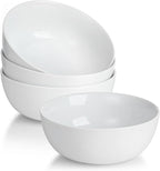 Miicol White Cereal Bowls 20 oz, Ceramic Soup Bowls Set of 4, Breakfast Bowl 6 inch, Kitchen Bowl for Pasta, Salad, Ramen, Oatmeal, Microwave and Dishwasher Safe