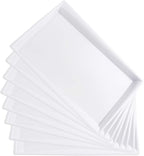 I00000 8 Pack White Plastic Serving Tray, 15" x 10" Rectangle Food Trays, Disposable Serving Platter for Parties, Internal Inclined Design Perfect for Weddings and Party