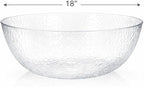 Lillian Collection Stunning Clear Plastic Round Hammered Bowl - 18" (4 Pc.) - Unique Textured Design - Perfect for Parties & Displays
