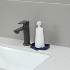 MicoYang Silicone Bathroom Soap Dishes with Drain Spout-Kitchen Sink Organizer,Sponge Holder,Dish Soap Tray,Perfect for Dispenser,Scrubber,Bottle,Cup on Sink or Counter-Navy Blue 4.9"×3.2"