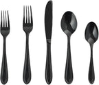 Black Silverware Set, 40-Piece Stainless Steel Flatware for 8, Heavy-Duty 18/0 Stainless Steel Utensils,Mirror Polished Dishwasher Safe for Home & Kitchen Dining