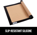 GORILLA GRIP Food Grade Reusable Nonstick Silicone Baking Mat, 16.5x11.87, Half Sheet, Oven Safe Cookie Sheet Liners, Up to 500 Degrees, No Mess Easy Clean Pastry Mats, Kitchen Essentials, 2PK, Black