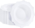 COLOSUS 60 Pack White Plastic Bowls, 12 oz Disposable Soup Bowls, Premium Plastic Dinner Bowls,Heavy-duty Dessert Salad Bowl for Party, Wedding, Dinner, and Catering