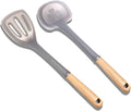 2-Piece Cooking Spatula Set - German standard Food-Grade Silicone with Steel Core, Heat Resistant Up to 500℉, Non-Stick Cooking Utensils for Kitchen with Ergonomic Non-Slip Handle (Gray)