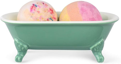 6.5" Ceramic Mini Decorative Clawfoot Bathtub Bar Soap Dish, Kitchen Sponge Holder and Shower Tray for Bathroom, 1 Pack(Mermaid)