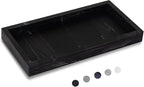 Small Bathroom Vanity Silicone Tray for Counter, Rectangle Dish Soap and Sponge Holder for Kitchen Sink, Perfume Organizer for Dresser, Marble Black