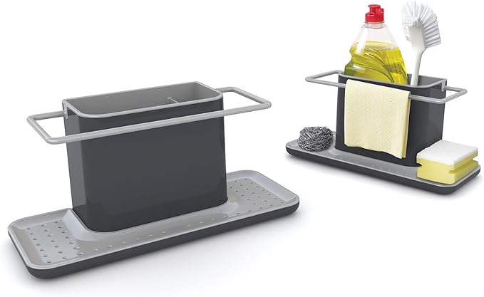 Joseph Joseph 85070 Sink Caddy Kitchen Sink Organizer Sponge Holder Dishwasher-Safe, Large, Gray