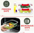 KOMUEE 30 Pieces Glass Food Storage Containers Set, Meal Prep Containers Set with Snap Locking Lids, Airtight Glass Lunch Containers, Microwave, Oven, Freezer & Dishwasher, Red