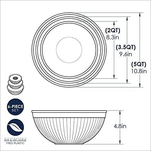 Nordic Ware Prep and Serve Mixing Bowls Set, 6-Piece, Earth-Tones