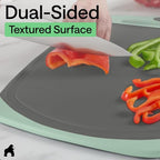 GORILLA GRIP BPA-Free Reversible Kitchen Cutting Board Set of 3, US Designed, Nonporous, Juice Grooves Catch Liquid, Slip Resistant Border, Dishwasher Safe, Durable Food Chopping Boards, Gray Mint