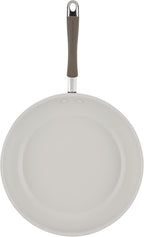 Rachael Ray Cucina Ceramic Nonstick Frying Pan/Skillet, 12.5 Inch Non Stick Open Fry Pan, Dishwasher Safe - Almond