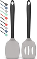 Coukre 2 Pack Silicone Spatula Set, High Heat Resistant, BPA Free Kitchen Spatula, Solid & Slotted Turner for Non-Stick Pans, Sautéing, and Flipping (2, Gray)
