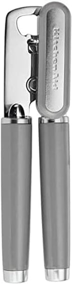 KitchenAid Classic Multifunction Can Opener and Bottle Opener Easy to Use, Razor Sharp Stainless Steel Cutting Wheel, Soft Ergonomic Handles, Gray