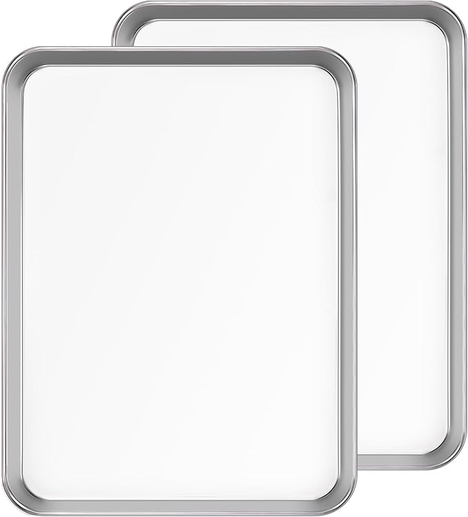 Baking Sheet Set of 2PCS, 18 inch Commercial Grade Stainless Steel Baking Pan, Professional Bakeware Oven Tray, Healthy & Non-toxic, Rust Free & Mirror Finish, Easy Clean & Dishwasher Safe