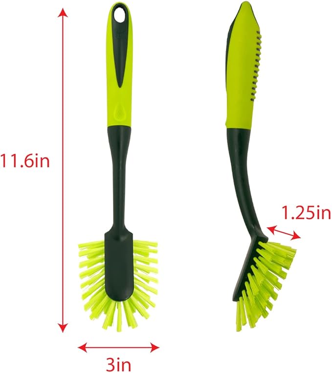 Pine-Sol Long Handle Dish Brush – Heavy Duty Bristle Kitchen Scrubber, Safe with Non-Stick Cookware (Pack of 12)