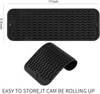 MicoYang Silicone Dish Drying Mat for Multiple Usage,Easy clean,Eco-friendly,Heat-resistant Silicone Mat for Kitchen Counter,Sink,Bar,Bottle,or Cup Black M 17 inches x 6 inches