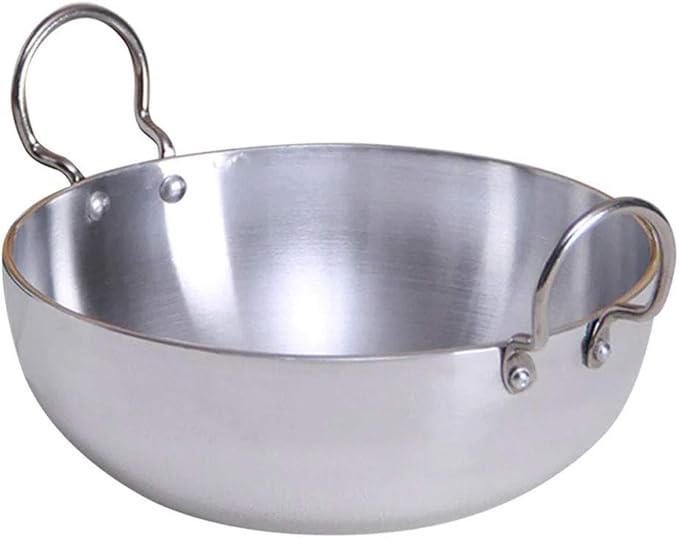 Satre Online and Marketing Aluminium Kadai Size No-12, Kadhai Frying Pan,Thickness 4 mm -Color-Silver