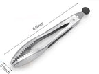 Stainless Steel Kitchen Tongs 2-Piece Set, 8.8-Inch Food Tongs, High Temperature Resistant, with Non-Slip Teeth And Non-Slip Strips, Suitable for Cooking And Grilling (Grip And Stir Food Ice Cubes)