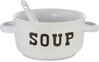 ZENVY Soup Bowl Set of 4 | Ceramic Soup Bowls and Spoons | 22 Ounce (Speckled)
