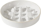 Havniva Ceramic 1.6 Cup Dog Bowl Slow Feeder for Fast Eaters, 8.2inch Slow Pet Food Dish for Medium and Large Dog, Stop Bloat, Preventing Choking(Single Bowl,Reactived Glaze -White)