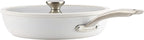 Circulon Halo with LaserDefense Ceramic Nonstick 10 Inch and 12 Inch Frying Pans with Lids, Made without PFAS, Compatible with All Stovetops,Dishwasher and Oven Safe,4 Piece Cookware Set - Pearl White