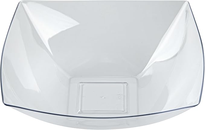 Restaurantware Moderna 64 Ounce Fancy Plastic Bowls 10 Square Disposable Salad Bowls - Durable Heavy-duty Clear Plastic Bowls For Warm And Cold Foods