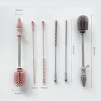Haakaa Silicone Cleaning Brush Kit – Household Cleaning Brushes for Bottles and Crevices – Food-Grade Silicone: Dishwasher Safe (Brush-Blush)