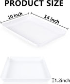 YOUBET 6 PCS Plastic Serving Trays - White Trays for Serving Food - Super Strong Disposable Platters, Heavy Duty Plastic Trays for BBQ, Picnic, Party, Wedding