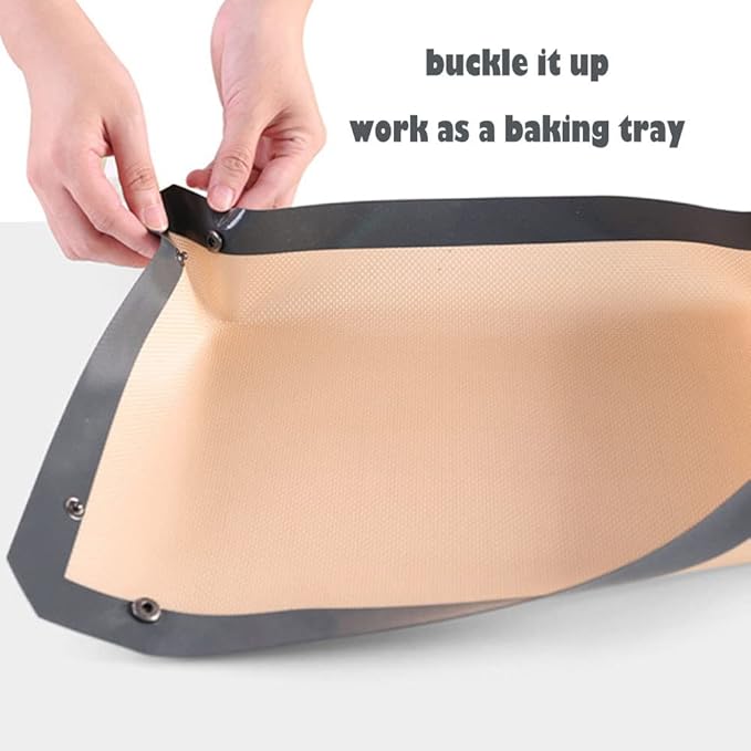 CANDeal 1 PC Silicone Fiber Baking Mat with Buckle, No Leak & Non Stick, Corners Snap Together to Form Leakproof Baking Tray, Oven Liner (16.5x11.6 inch(42x29.5cm))