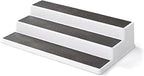 Copco 3-Tier Non-Skid Spice Rack Organizer for Kitchen Cabinet or Pantry, 15-Inch Tiered Shelf, White/Gray, Slip-Resistant Design for Jars and Bottles