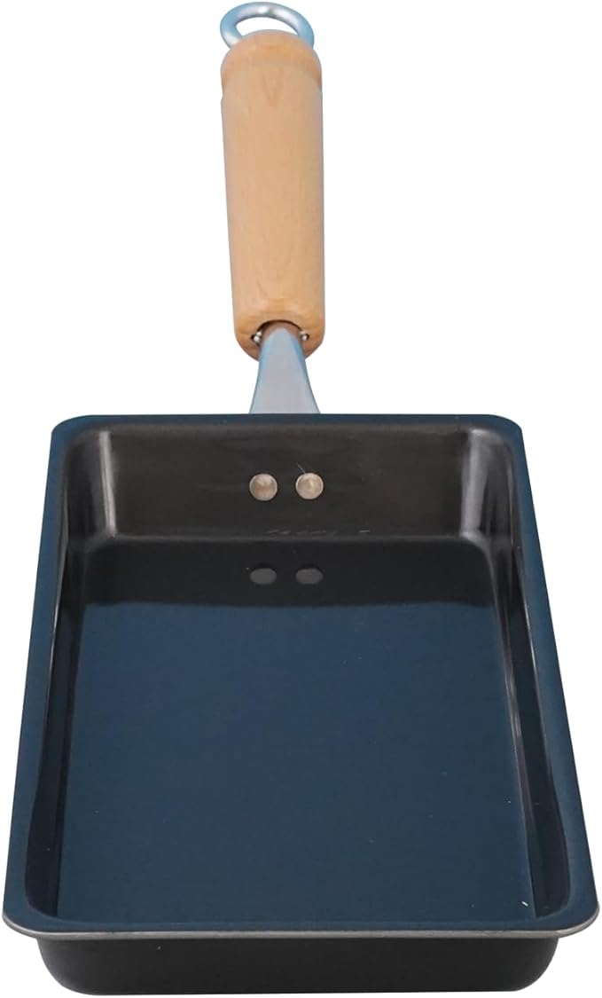 KAKUSEE Long Slim Tamagoyaki Omelette Mini Frying Pan - Iron Construction, Suitable for Gas and IH Cookers, with Wooden Handle - Made in Japan