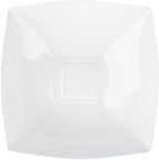Restaurantware Moderna 64 Ounce Fancy Plastic Bowls 10 Square Disposable Salad Bowls - Durable Heavy-duty White Plastic Bowls For Warm And Cold Foods