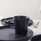 Stone Lain Cleo Stoneware 32-Piece Modern Dinnerware Set, Plates and Bowls, Dark Blue, Service for 8, Microwave & Dishwasher Safe