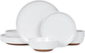 Webbylee 12-Piece Melamine Dinnerware Set for 4 – Unbreakable Plates & Bowls, BPA-Free, Lightweight, Two-Tone White & Brown, Ideal for Family Meals, Camping, Picnic, Parties