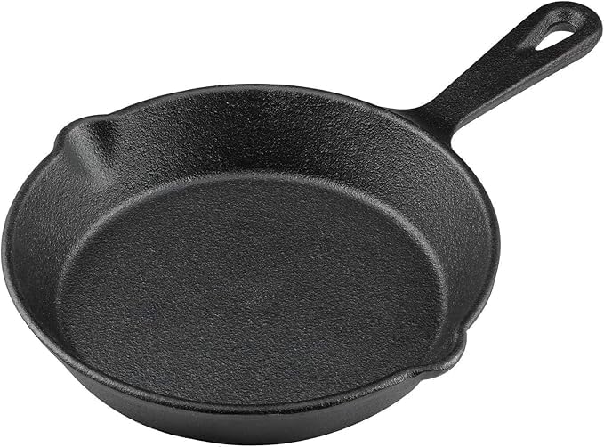 Pre-Seasoned Cast Iron Skillet, Black, 6 Inch Mini Frying Pan with Handle
