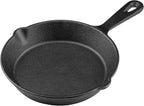 Pre-Seasoned Cast Iron Skillet, Black, 6 Inch Mini Frying Pan with Handle
