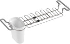 Kohler K-5473-0 Multi-Purpose Over-The-Sink Drying Rack, Caddy with Kitchen Towel Bar Holder, Soaking Cup. Expandable 14.6" to 17.6", White